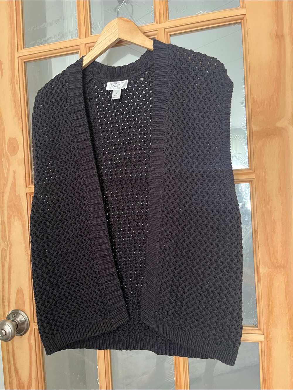 LOFT | Chunky Knit Collegiate Open Drape Sleeveless grandpa Sweater Vest Sz LP